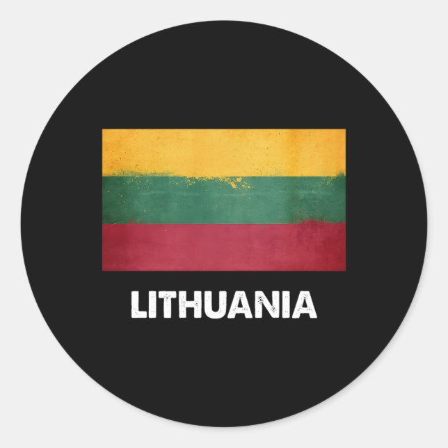 Sticker Rond Drapeau lituanien Lituanie (Devant)