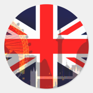 Sticker Rond Drapeau Londres-Royaume-Uni_