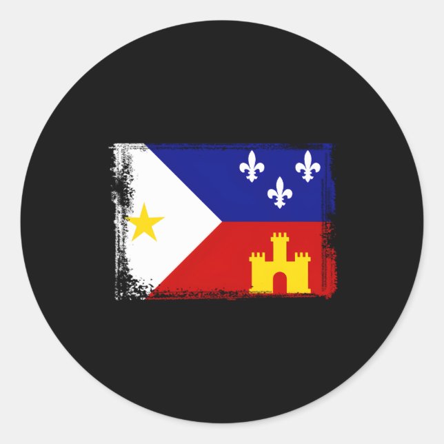 Sticker Rond Drapeau Louisiana Cajun Acadiana (Devant)