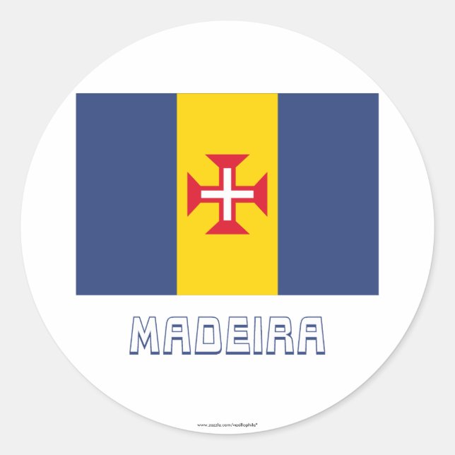 Sticker Rond Drapeau Madère avec nom (Devant)