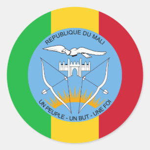 Sticker Rond Drapeau malien et armoiries, Drapeau malien