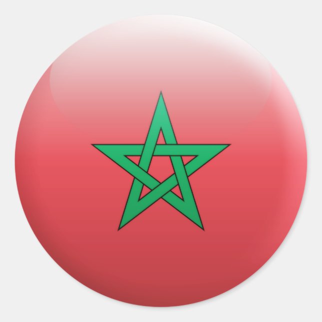 Sticker Rond Drapeau Maroc (Devant)