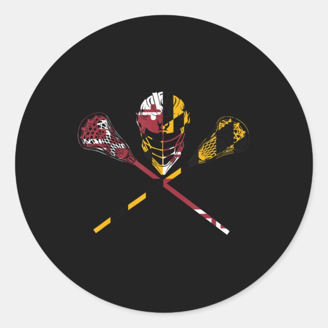 Sticker Rond Drapeau Maryland Lacrosse Boys Hommes Women's Coll (Devant)