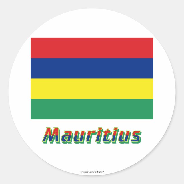 Sticker Rond Drapeau Maurice avec nom (Devant)