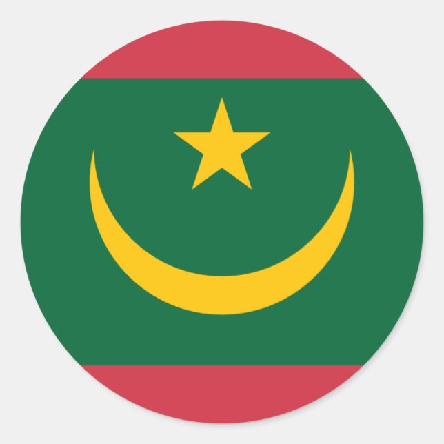 Sticker Rond Drapeau mauritanien, Drapeau mauritanien (Devant)