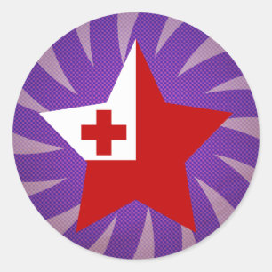 Sticker Rond Drapeau meilleur Tonga