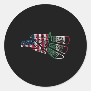 Sticker Rond Drapeau mexicain américain Drapeau mexicain