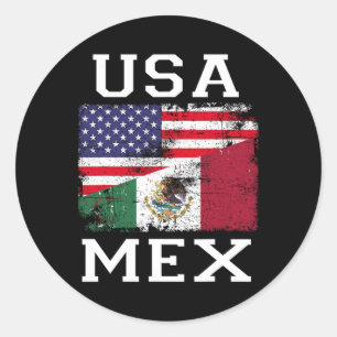 Sticker Rond Drapeau mexicain américain Drapeau mexicain