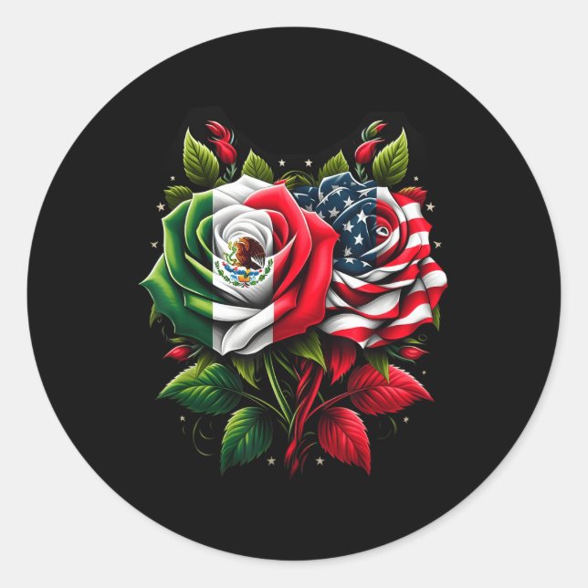 Sticker Rond Drapeau mexicain Drapeau américain Drapeau mexicai (Devant)
