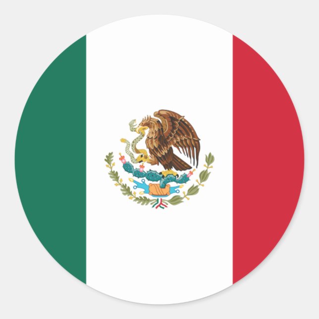 Sticker Rond Drapeau mexicain, Drapeau du Mexique (Devant)