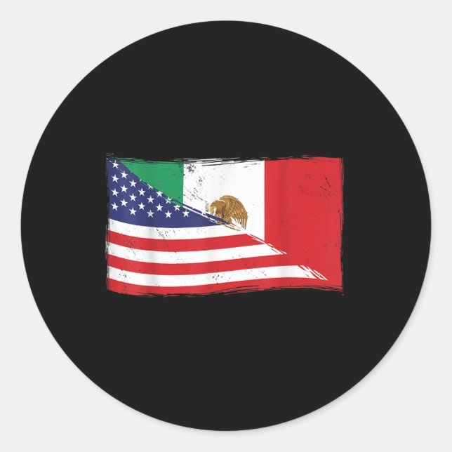 Sticker Rond Drapeau Mexicain États-Unis Drapeau Fier Mexique R (Devant)