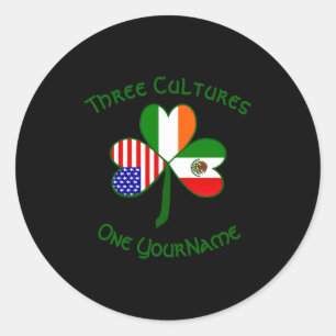 Sticker Rond Drapeau mexicain irlandais américain Shamrock Pers