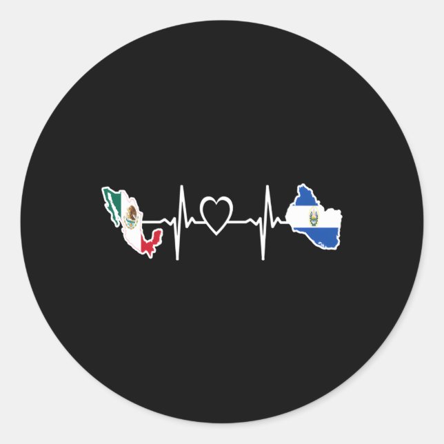 Sticker Rond Drapeau mexicain salvadorien Mexique El Salvador H (Devant)