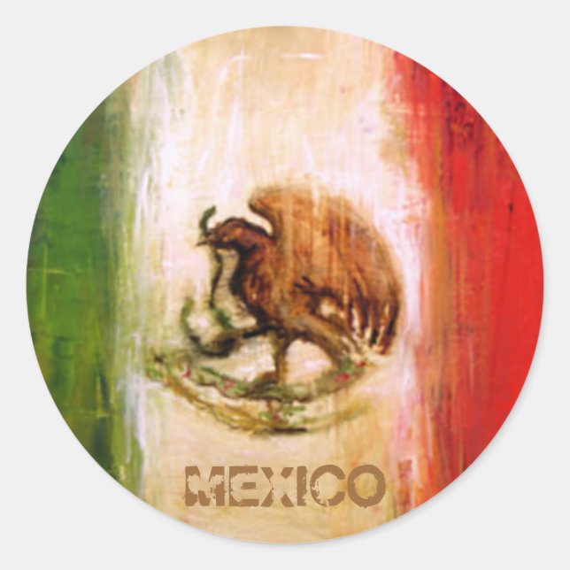 STICKER ROND DRAPEAU MEXICAIN - STYLE MEXIQUE (Devant)