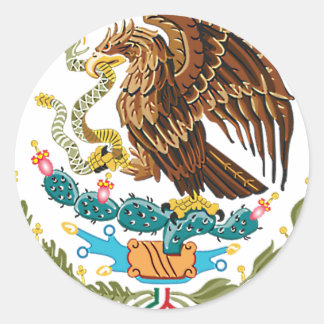 STICKER ROND DRAPEAU MEXICAIN - STYLE MEXIQUE - MANTEAU D'ARMES