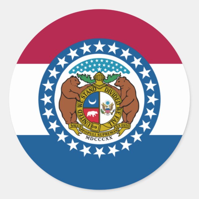 Sticker Rond Drapeau Missourian, Drapeau du Missouri (Devant)