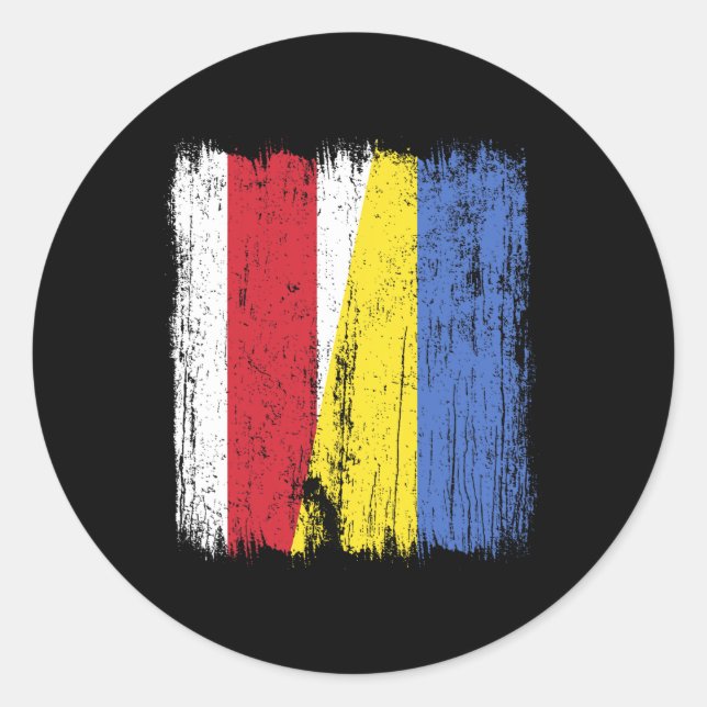 Sticker Rond Drapeau moitié Biélorussie Ukraine Patrimoine biél (Devant)