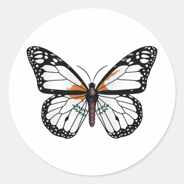 Sticker Rond drapeau monarchique du papillon de Chypre (Devant)
