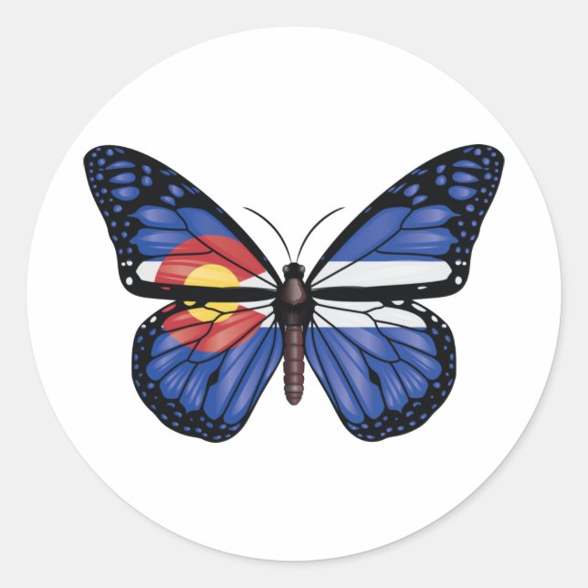 Sticker Rond Drapeau monarque du papillon du Colorado (Devant)