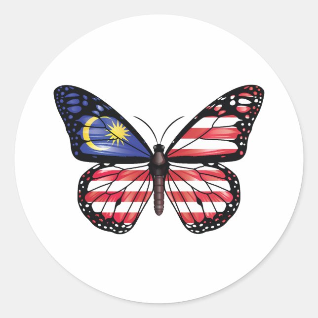 Sticker Rond Drapeau monarque papillon malaisien (Devant)