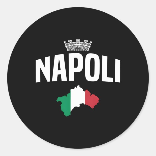 Sticker Rond Drapeau Naples Italie (Devant)