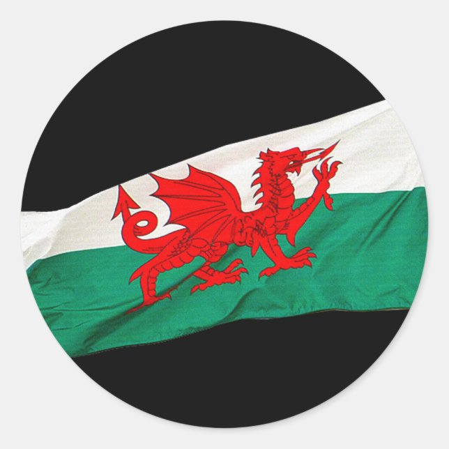 Sticker Rond Drapeau national du Pays de Galles, Le Dragon Roug (Devant)