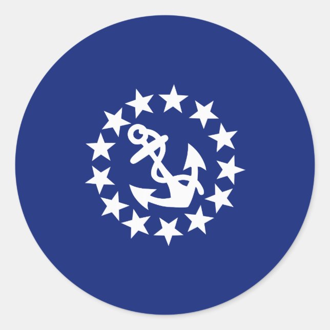 Sticker Rond Drapeau Nautique Américain Ancre Étoiles Bleu (Devant)