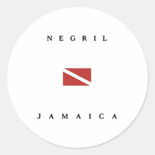 Sticker Rond Drapeau Negril Jamaïque Scuba Dive