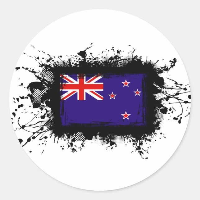 Sticker Rond Drapeau néo-zélandais (Devant)