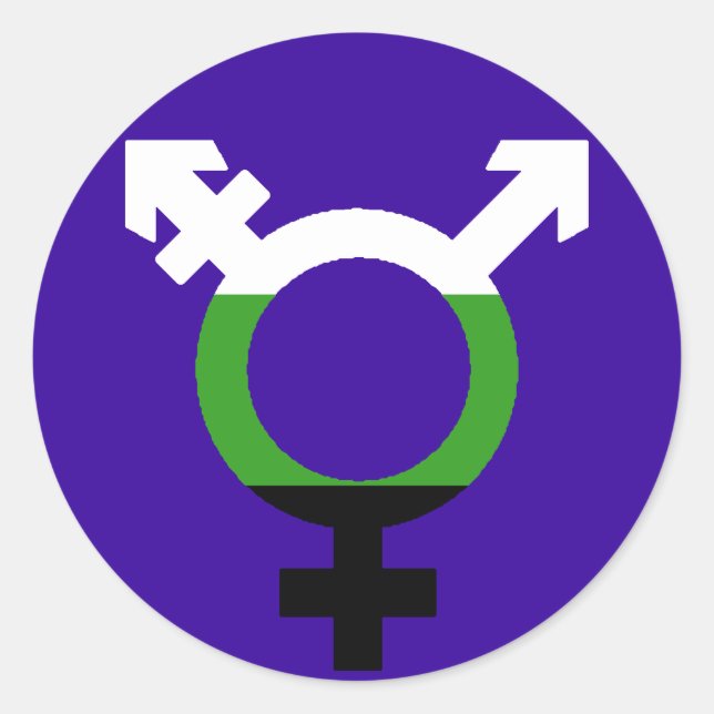Sticker Rond Drapeau Neutrois Symbole Trans (Devant)