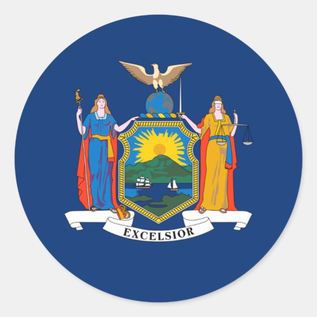 Sticker Rond Drapeau New-Yorkais, Drapeau New-York (Devant)
