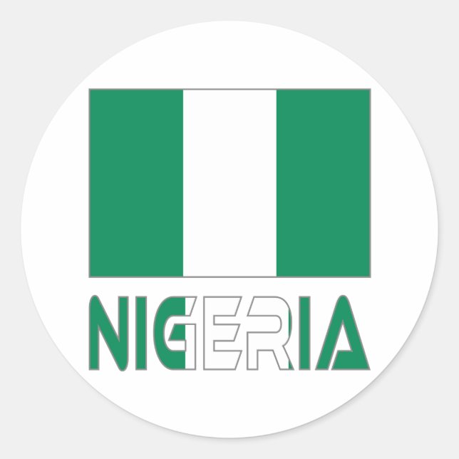 Sticker Rond Drapeau nigérian et Nigeria (Devant)