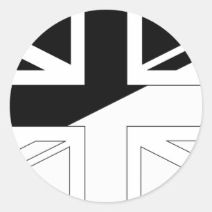 Sticker Rond Drapeau noir et blanc Union Jack British (UK)