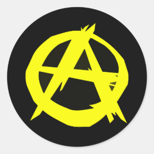 Sticker Rond Drapeau noir et jaune de capitalisme d'Anarcho
