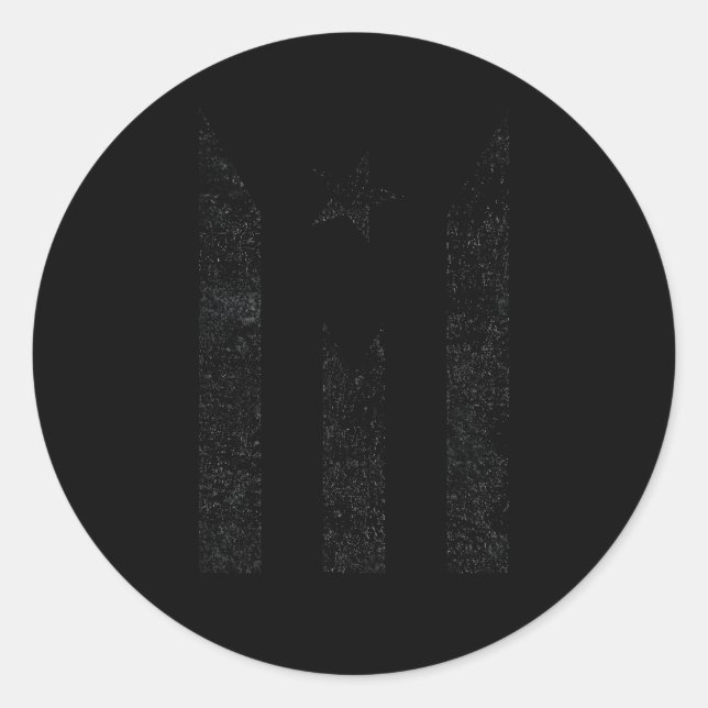 Sticker Rond Drapeau noir Porto Rico Resiste Boricua (Devant)