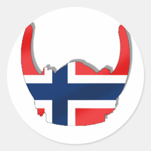 Sticker Rond Drapeau norvégien de casque de la Norvège Viking