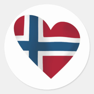 Sticker Rond Drapeau norvégien du coeur