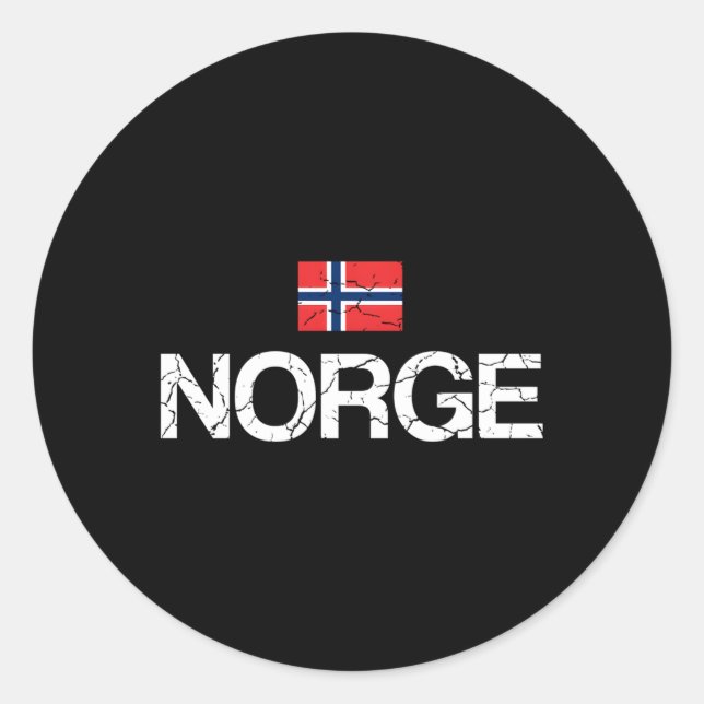 Sticker Rond Drapeau norvégien Norge Norvège (Devant)