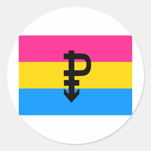 STICKER ROND DRAPEAU OFFICIEL DE FIERTÉ PANSEXUELLE (Devant)