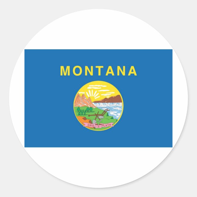 Sticker Rond Drapeau officiel de l'État du Montana (Devant)