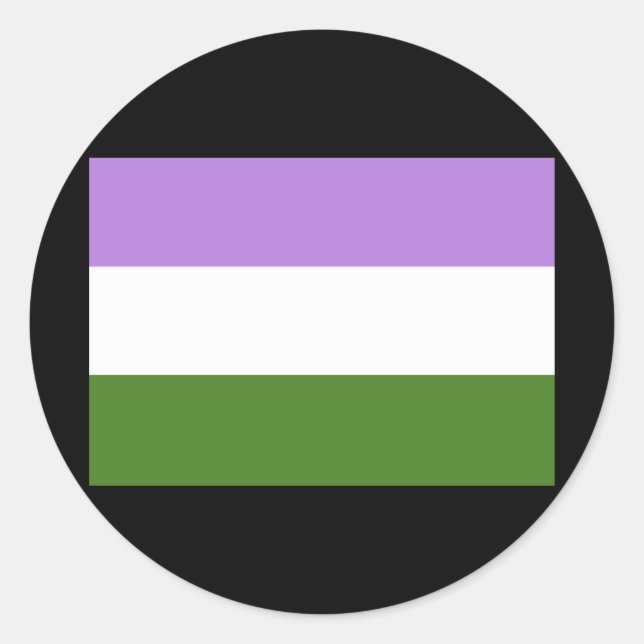 STICKER ROND DRAPEAU OFFICIEL GENDERQUEER FIDE (Devant)