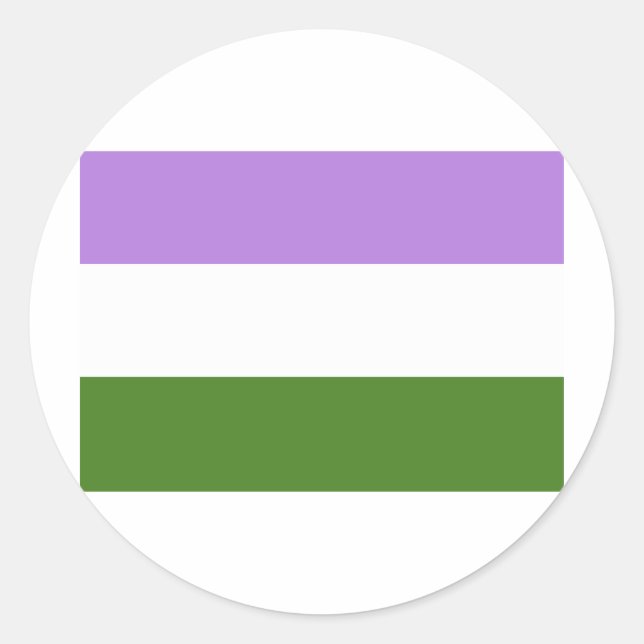 STICKER ROND DRAPEAU OFFICIEL GENDERQUEER FIDE (Devant)