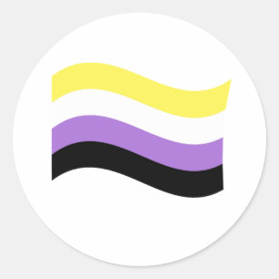 Sticker Rond Drapeau ondoyant non binaire
