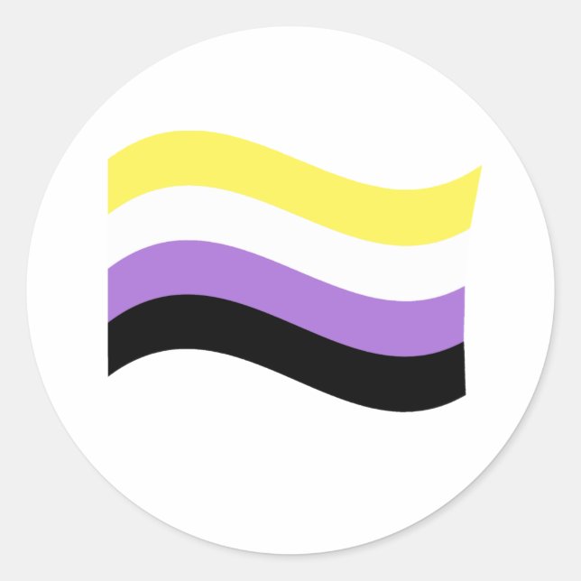 Sticker Rond Drapeau ondoyant non binaire (Devant)