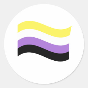 Sticker Rond Drapeau ondoyant non binaire