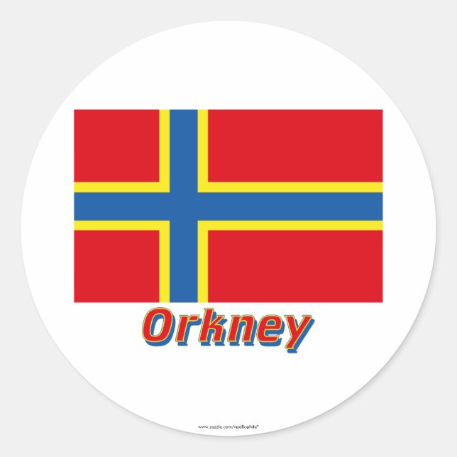 Sticker Rond Drapeau Orkney avec nom (Devant)