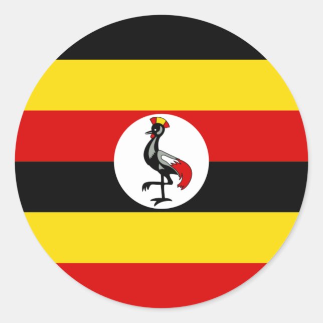 Sticker Rond Drapeau ougandais, Drapeau de l'Ouganda (Devant)