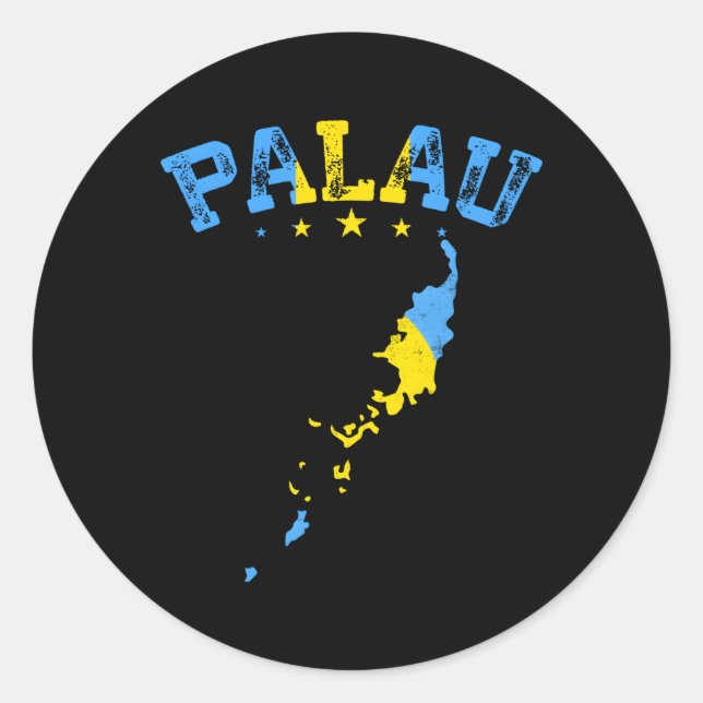 Sticker Rond Drapeau Palaos en détresse Patriotique (Devant)