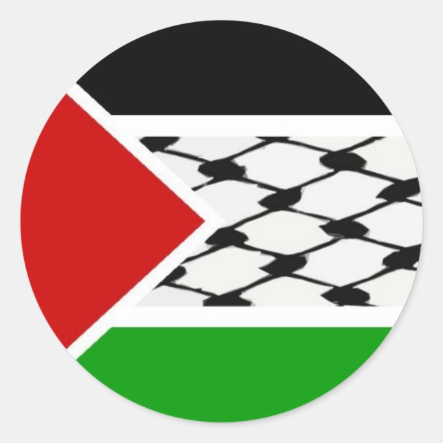 Sticker Rond Drapeau Palestine Keffiyeh (Devant)