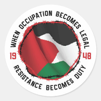 Sticker Rond Drapeau palestinien de résistance à l'occupation p